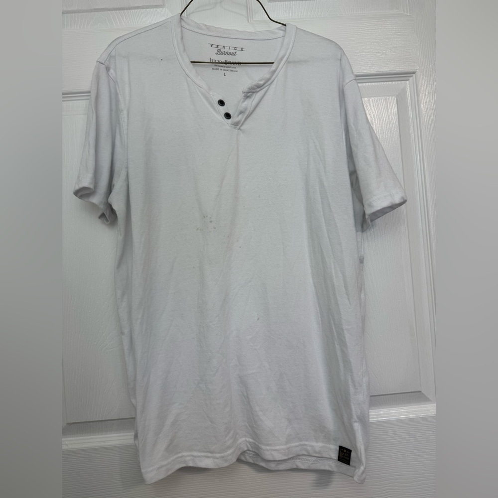 Lucky Brand White Short Sleeve Henley